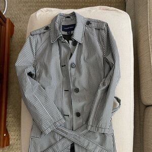 Lands End black and white check, light weight trench coat/jacket size L/P.